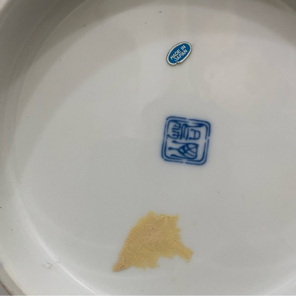 Vintage Japanese Nyazan Jakuzan Crane Cobalt Blue Decorative 10” Pedestal Plate - Picture 10 of 11